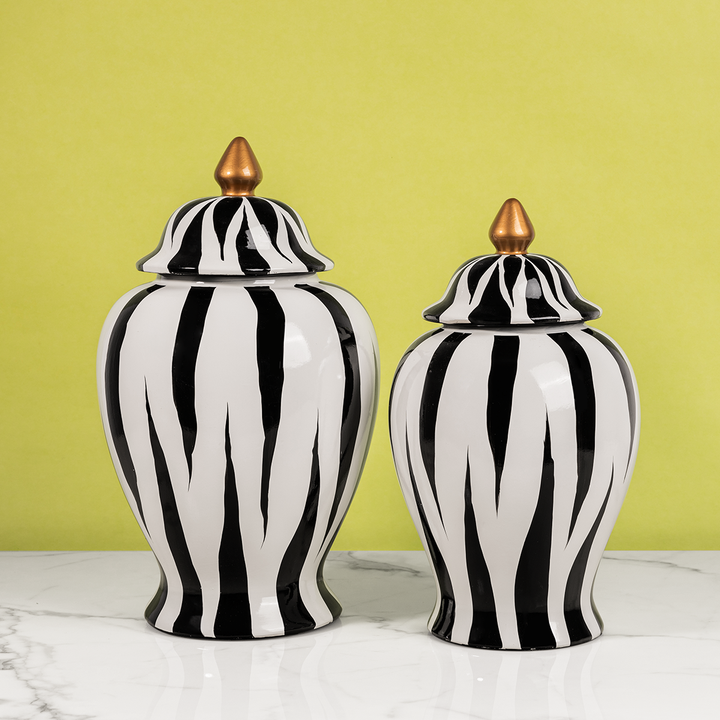Black Ruby Wave Ceramic Vases & Decorative Showpiece - Set Of 2