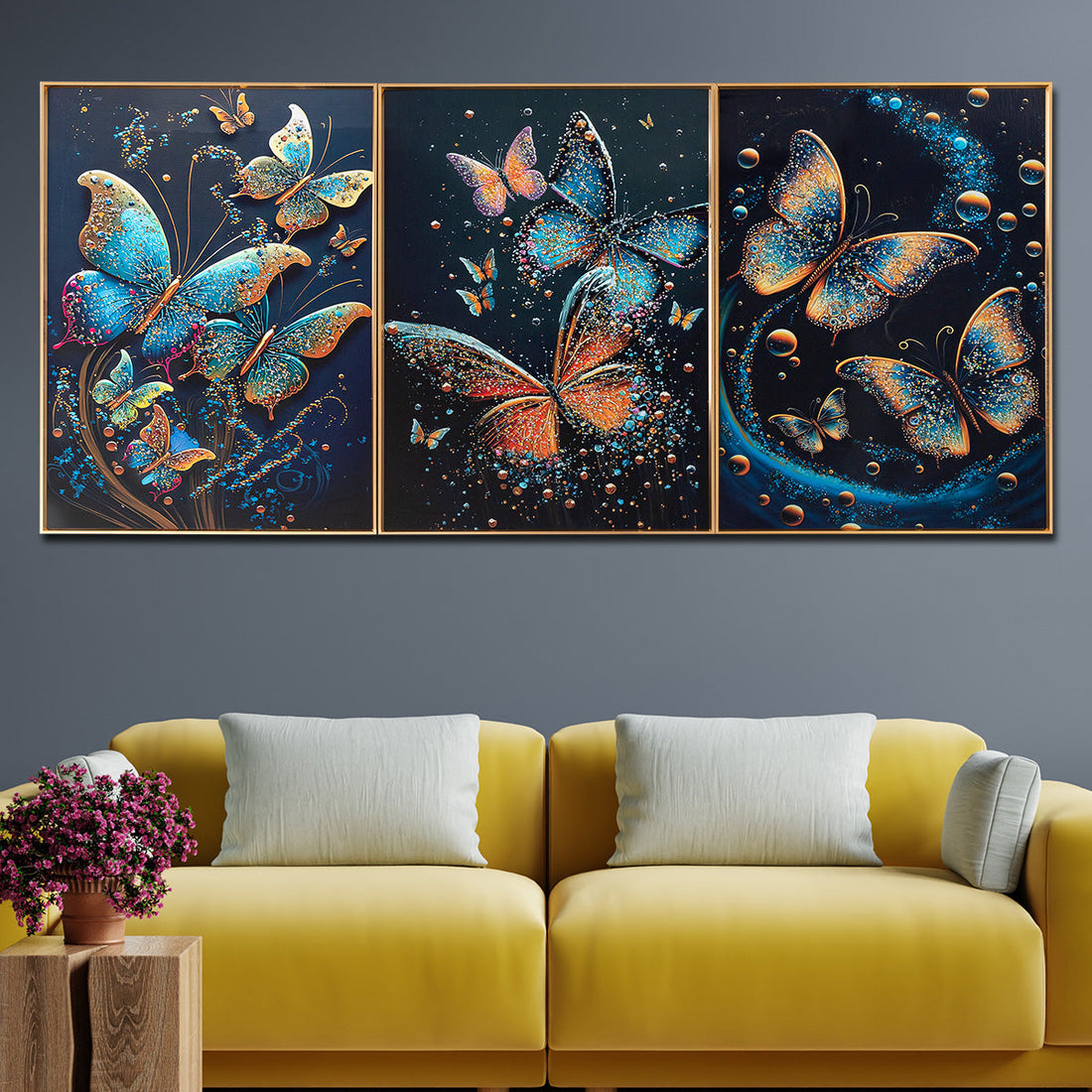 Whispering Wings Crystal Glass Online Paintings & Wall Decoration items - Set of 3
