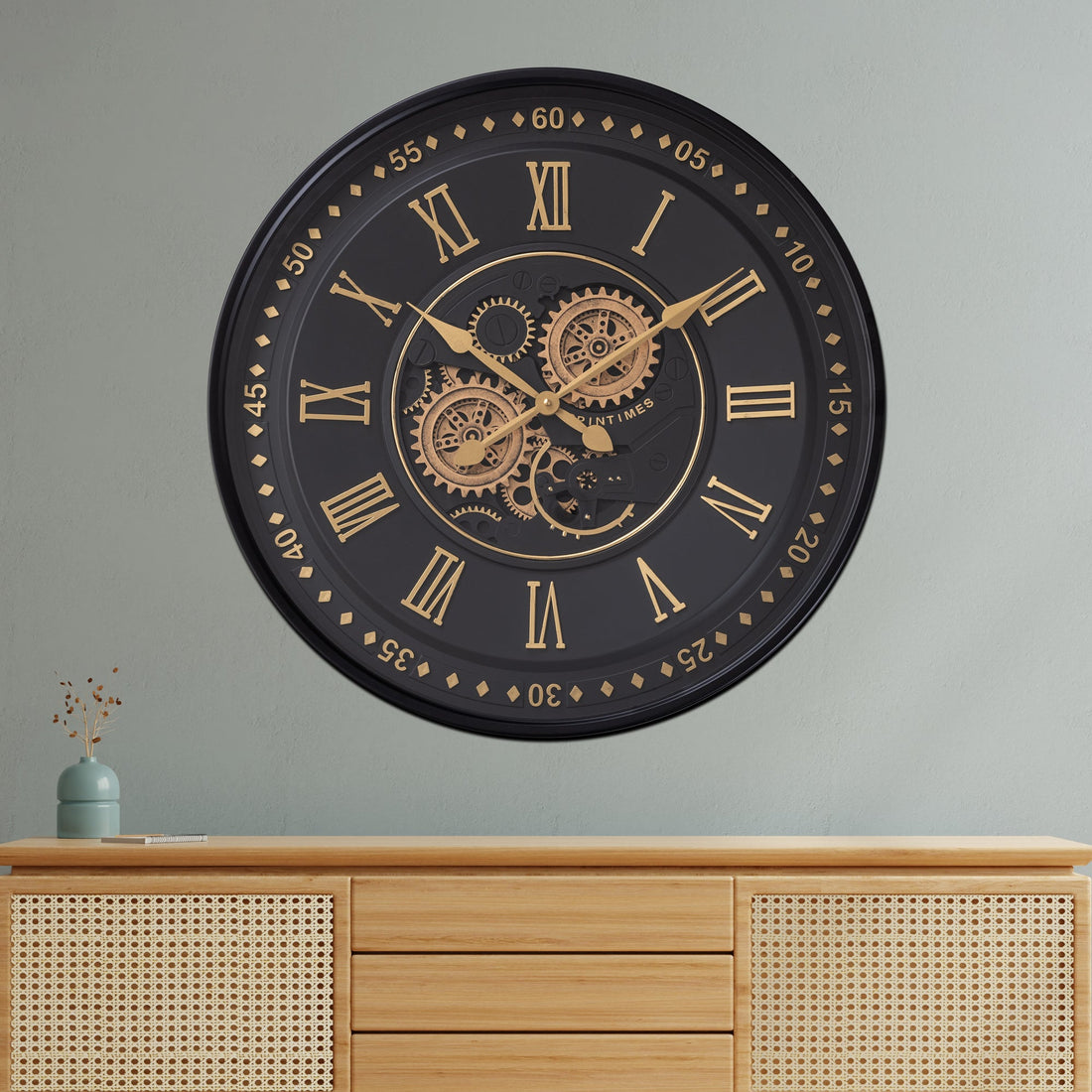 Midnight Dial Luxury Designer Wall clocks for the Home With Moving Gear Mechanism (Steel Body)