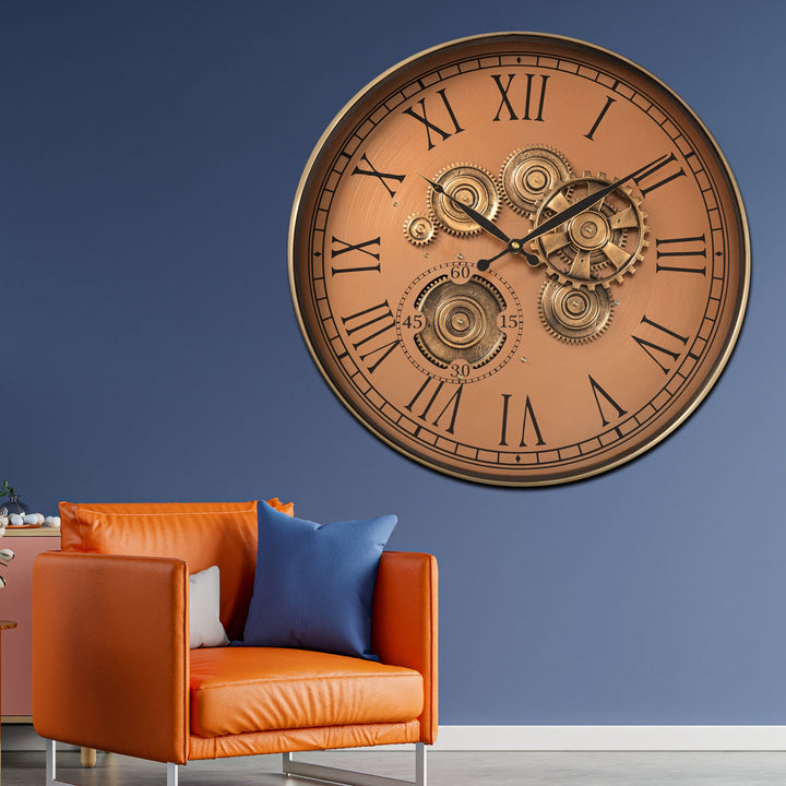 Flux Dial Luxury Designer Wall Clock Online With Moving Gear Mechanism Buy Wall Clock Online (Steel Body)