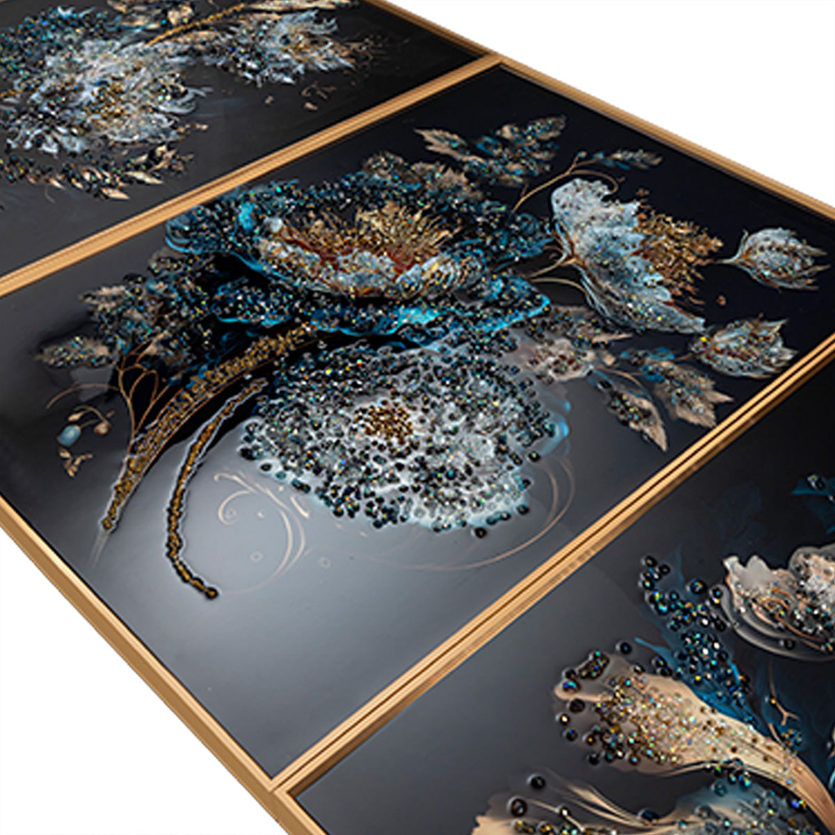 Heavenly Flora Crystal Glass Decorative Wall Painting for Home Decor - Set of 3