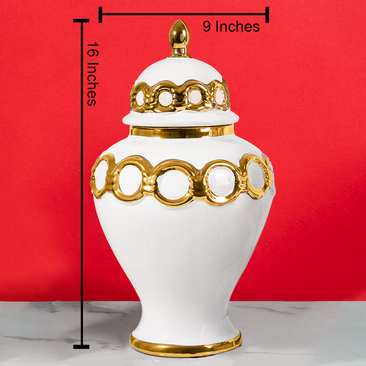 Gilded Blossom Ceramic Vase & Home Decoration Items - Big