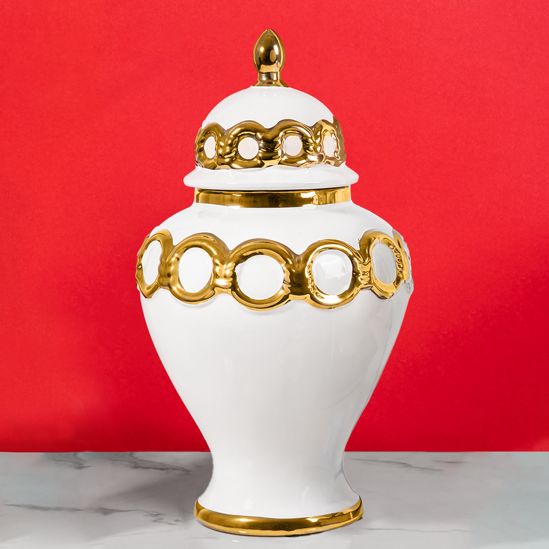 Gilded Blossom Ceramic Vase & Home Decoration Items - Big