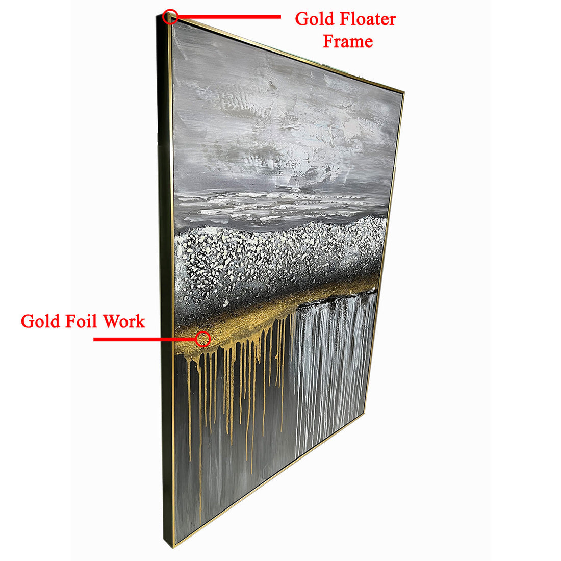 Catch the Wave Wall 100% Decorative Hand painting for Home Decor (With Outer Floater Frame) (48 x 36 Inches)