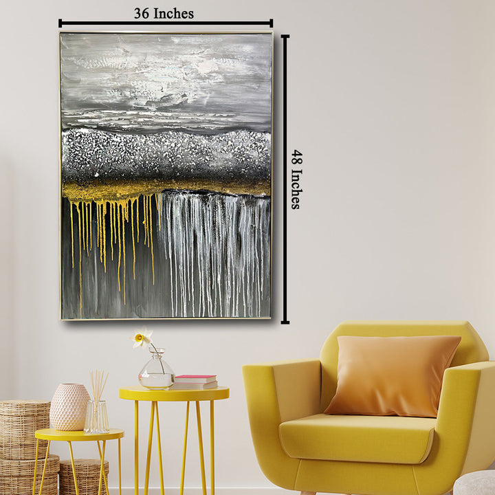 Catch the Wave Wall 100% Decorative Hand painting for Home Decor (With Outer Floater Frame) (48 x 36 Inches)
