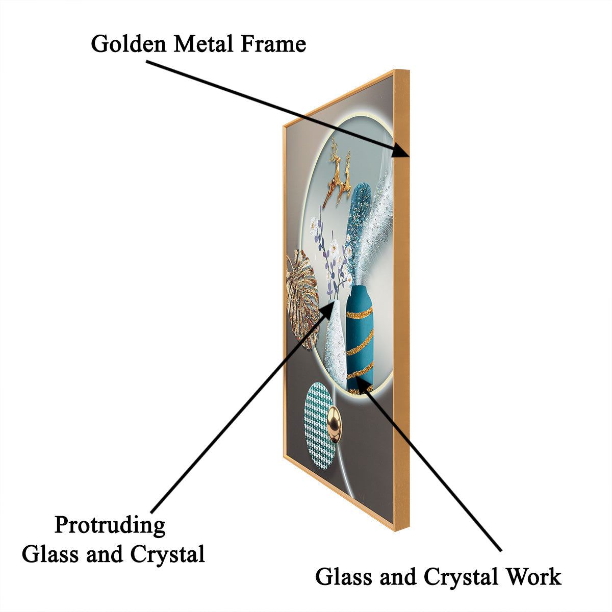 Nature's Rhapsody Crystal Glass Decorative Wall Paintings for Living Room