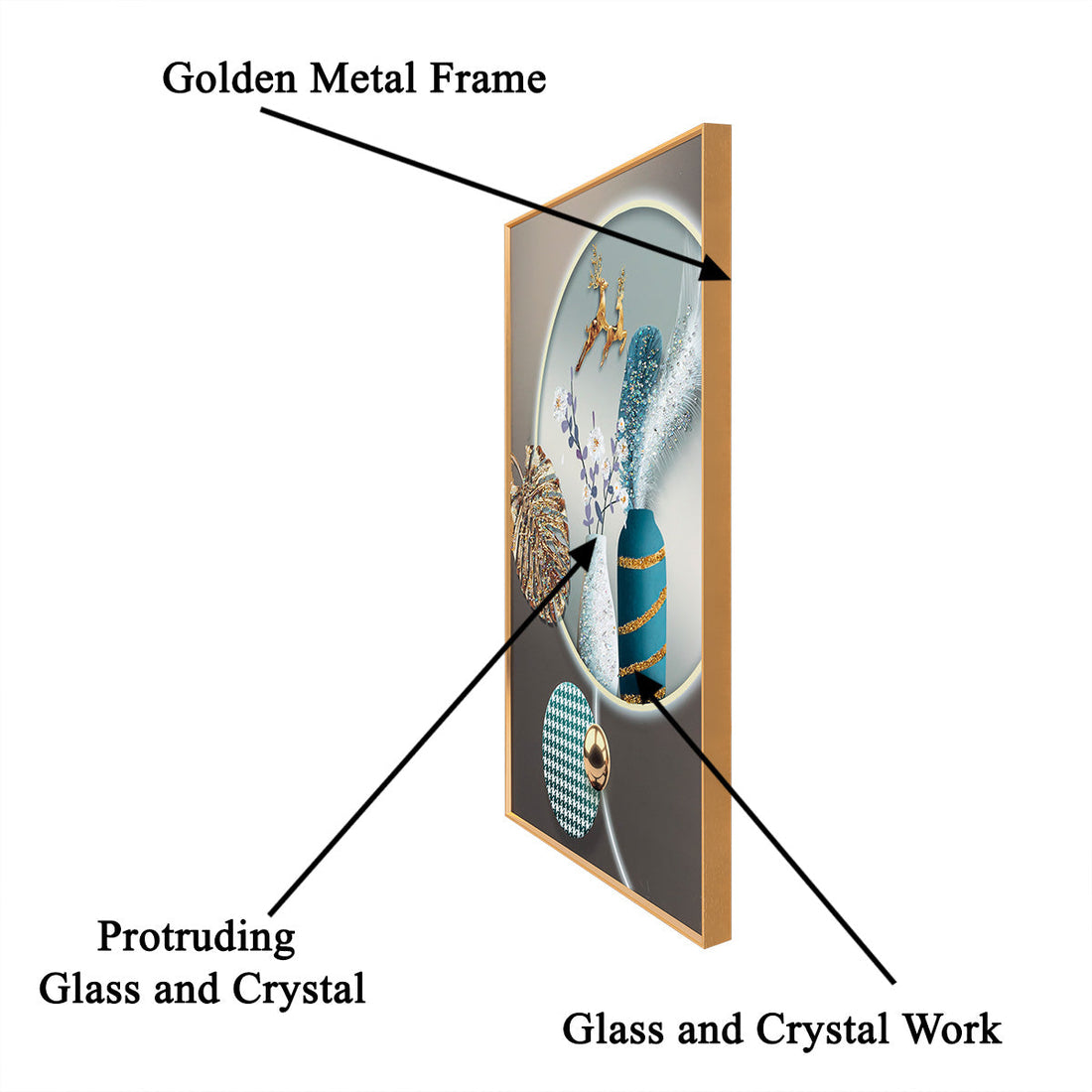 Nature's Rhapsody Crystal Glass Decorative Wall Paintings for Living Room