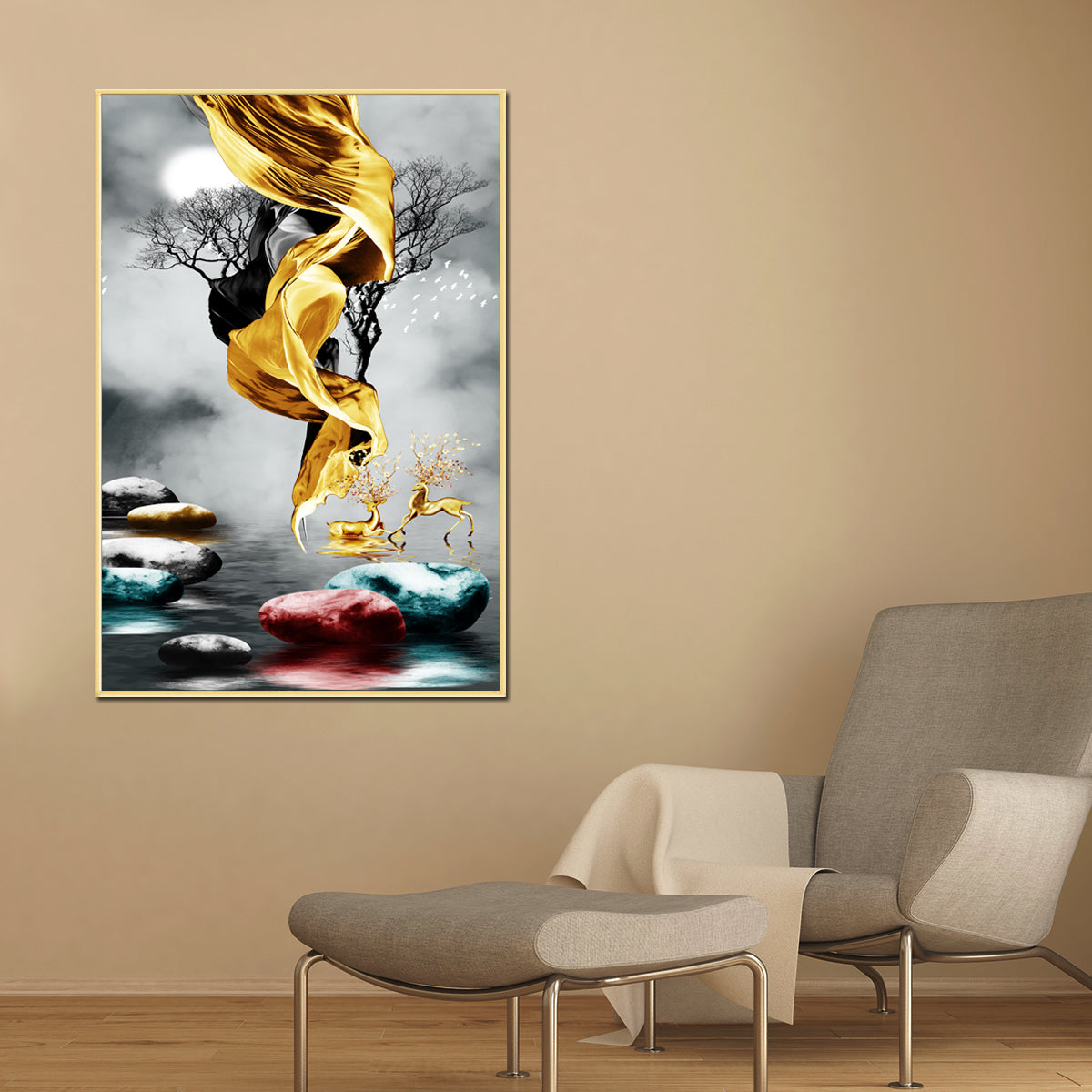 Fire in Heaven Framed Canvas Wall Art