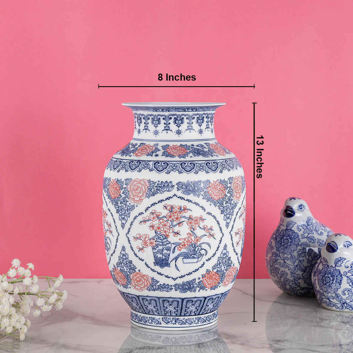 Coral Charm Blossom Decorative Vase
