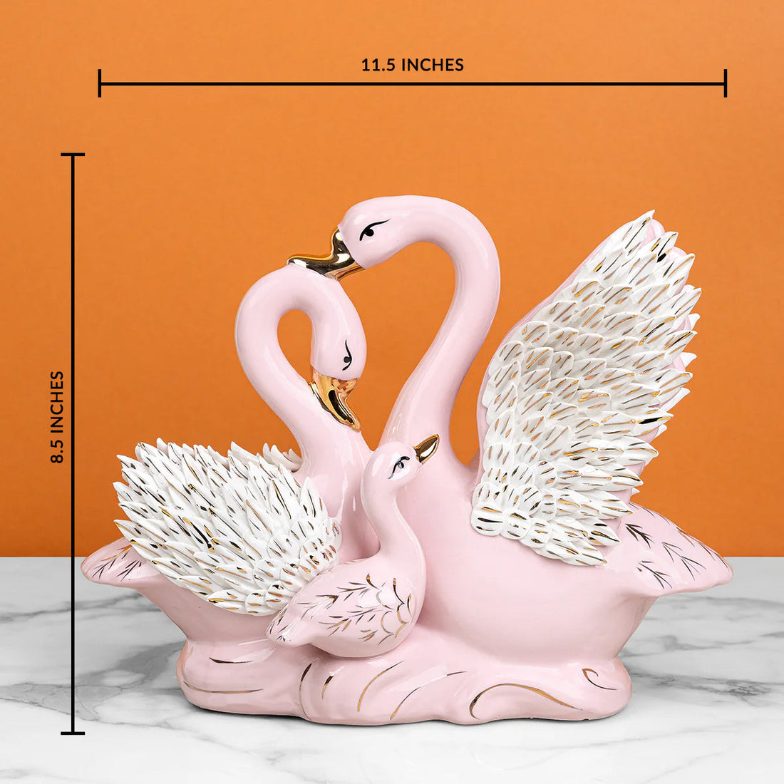 Swan Family Sculpture and Ceramic Decorative Showpiece for Home Decor