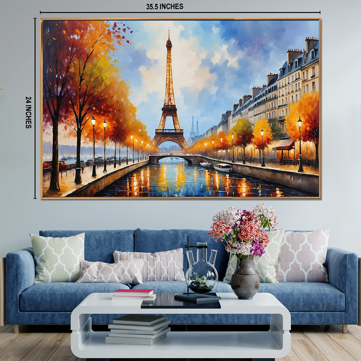 Golden Paris Riverside Canvas Wall Paintings