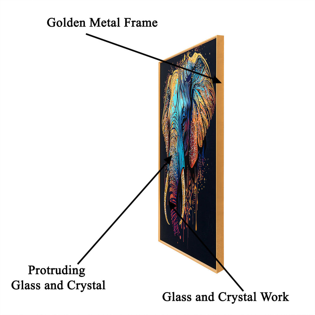 Elephant Oasis Crystal Glass Decorative Colorful Wall Painting for Home Wall