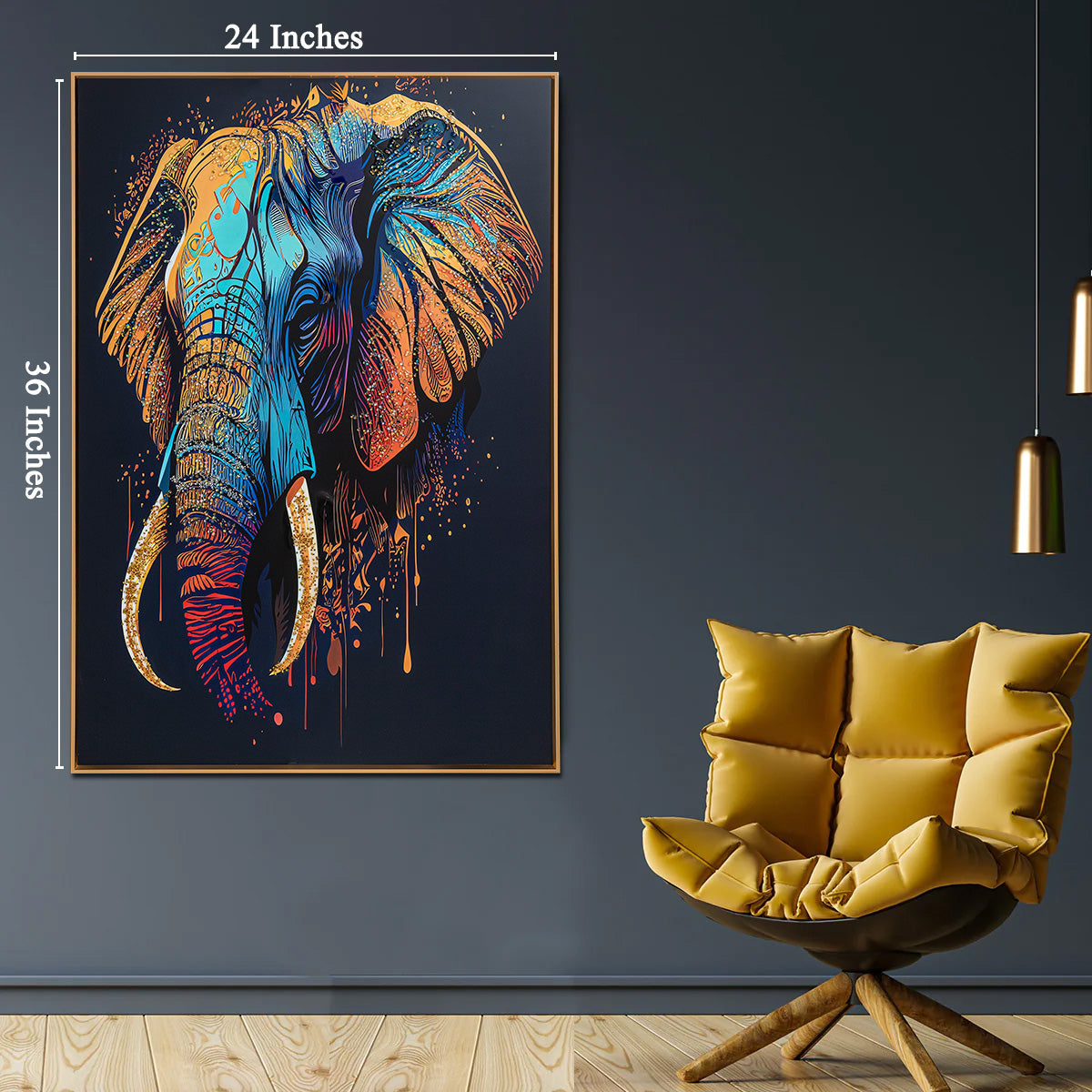 Elephant Oasis Crystal Glass Decorative Colorful Wall Painting for Home Wall