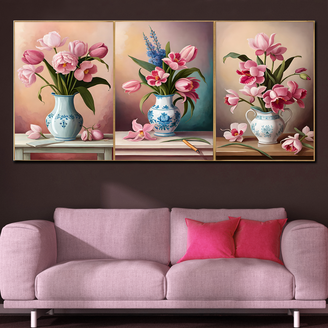 Garden Gems Canvas Painting for Home Wall - Set Of 3