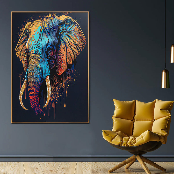 Elephant Oasis Crystal Glass Decorative Colorful Wall Painting for Home Wall