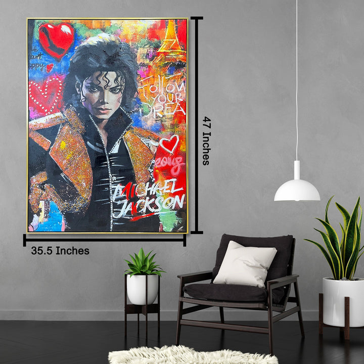 Moonwalk Masterpiece Hand painting painting for home Wall (With Outer Floater Frame) (47x35.5 Inches)