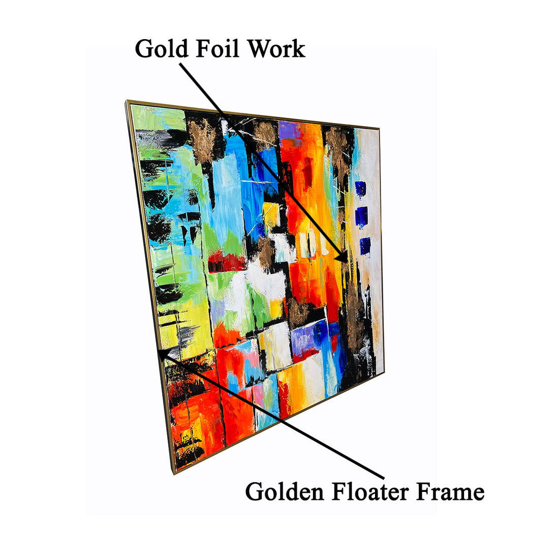 Serene Dreamscape Handpainted Abstract Paintings For Wall Decoration at Home (With outer Floater Frame) (40 x 40 Inches)