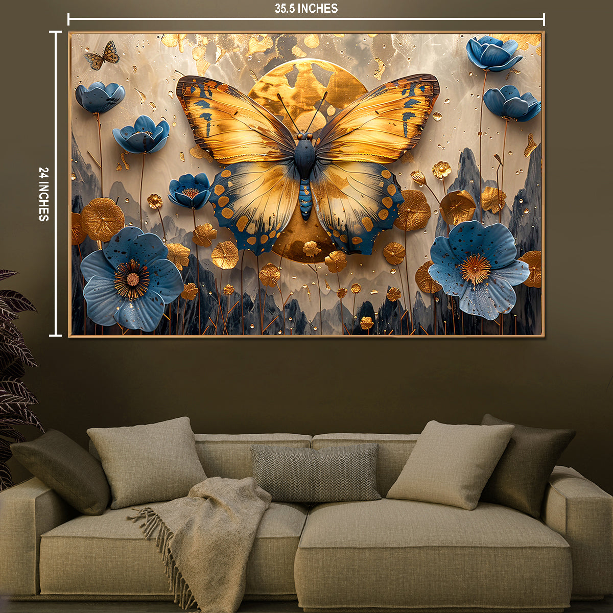 Butterfly Garden Framed Canvas Art Paintings