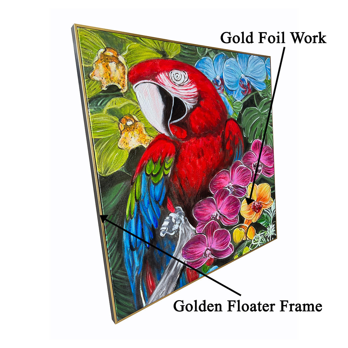Garden of Dreams Handpainted Wall Art Paintings (With outer Floater Frame) (40 x 40 Inches)