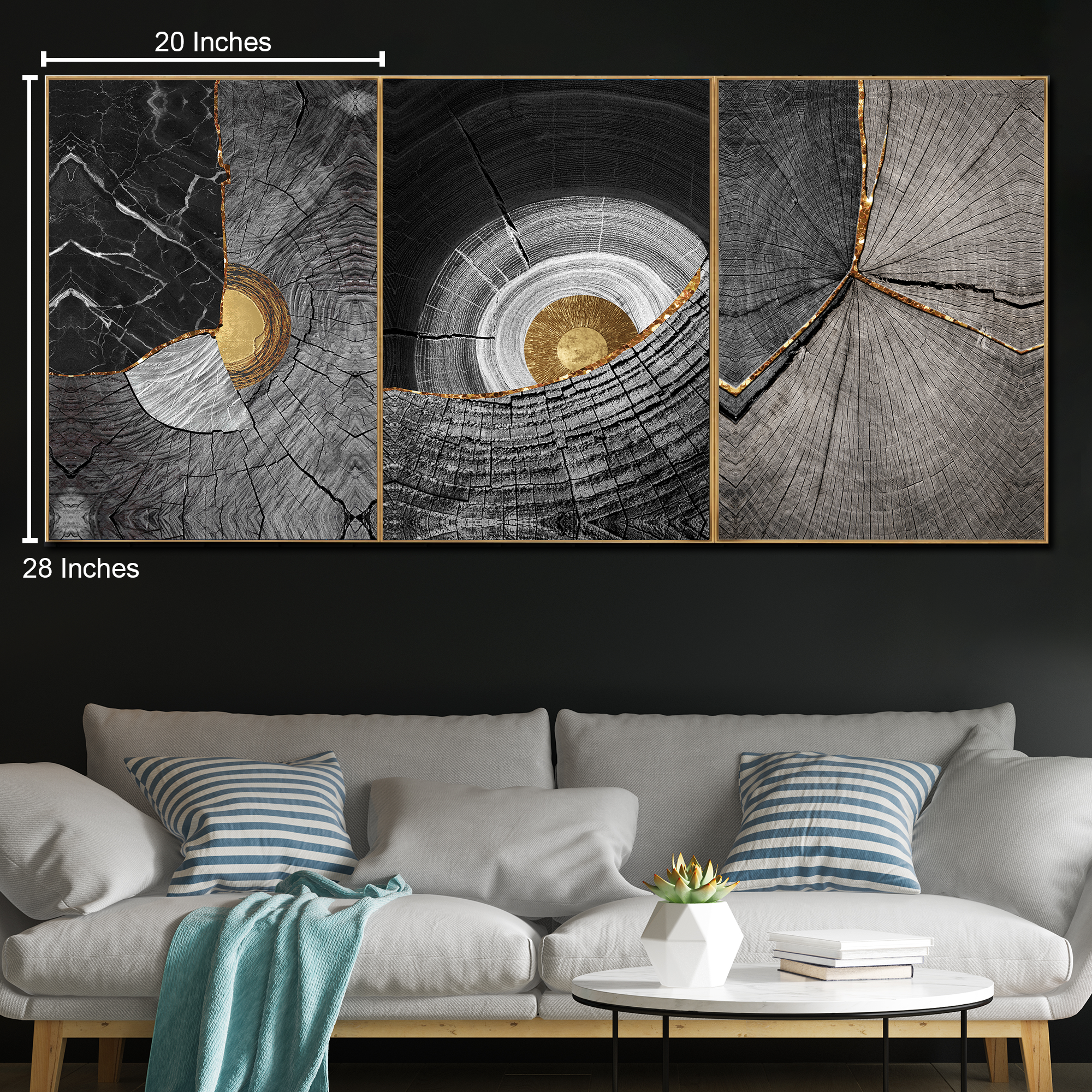 Timeless Rings Canvas wall paintings - Set of 3