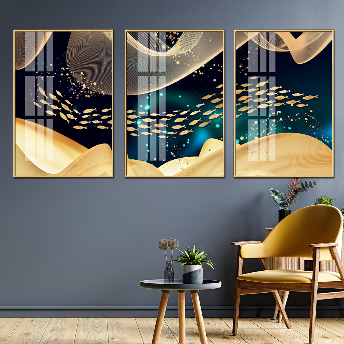 Ode to Joy Framed Canvas Wall Paintings - Set of 3
