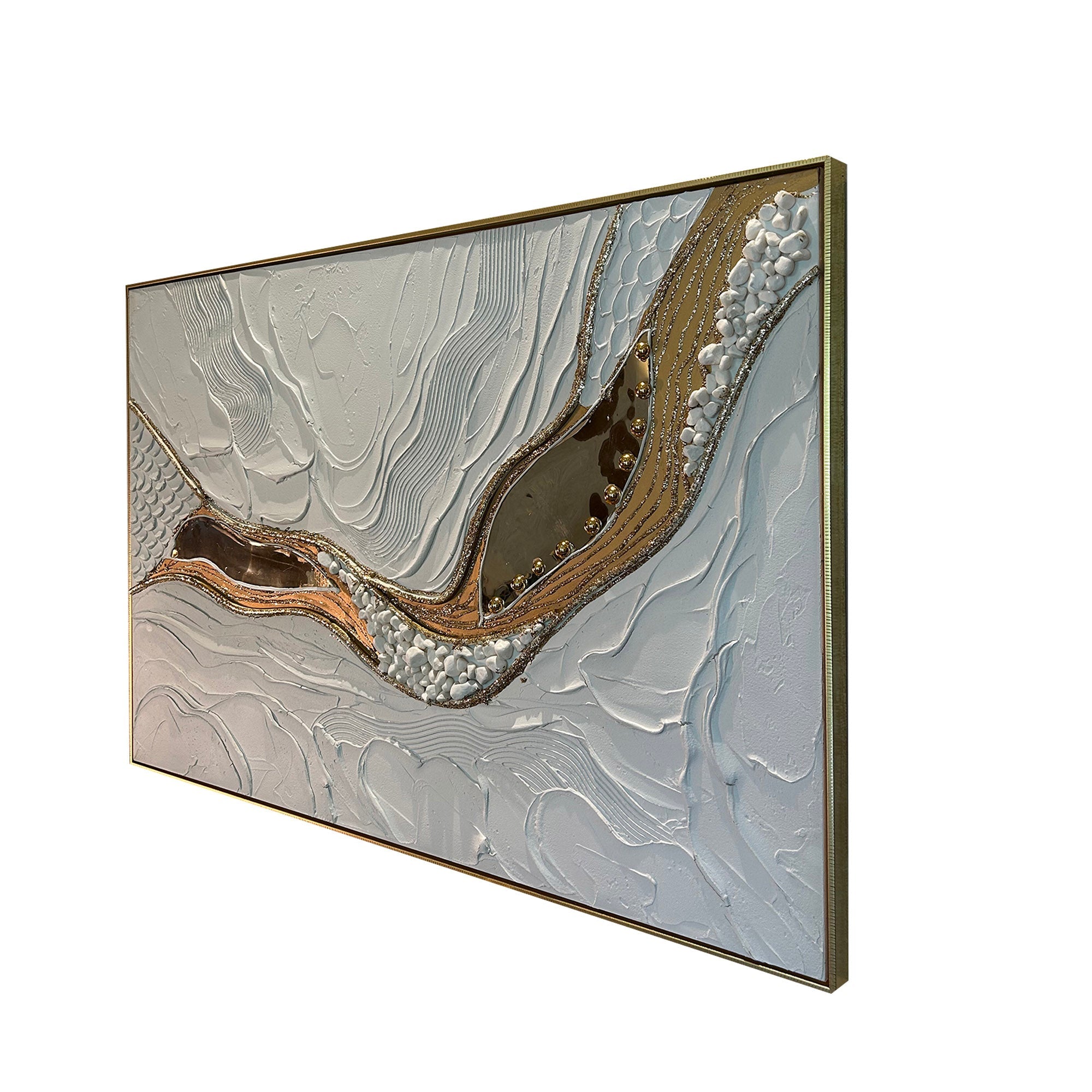 Luminous Flow 100% Hand Wall Painting For Home ( 32 x 47 Inches )