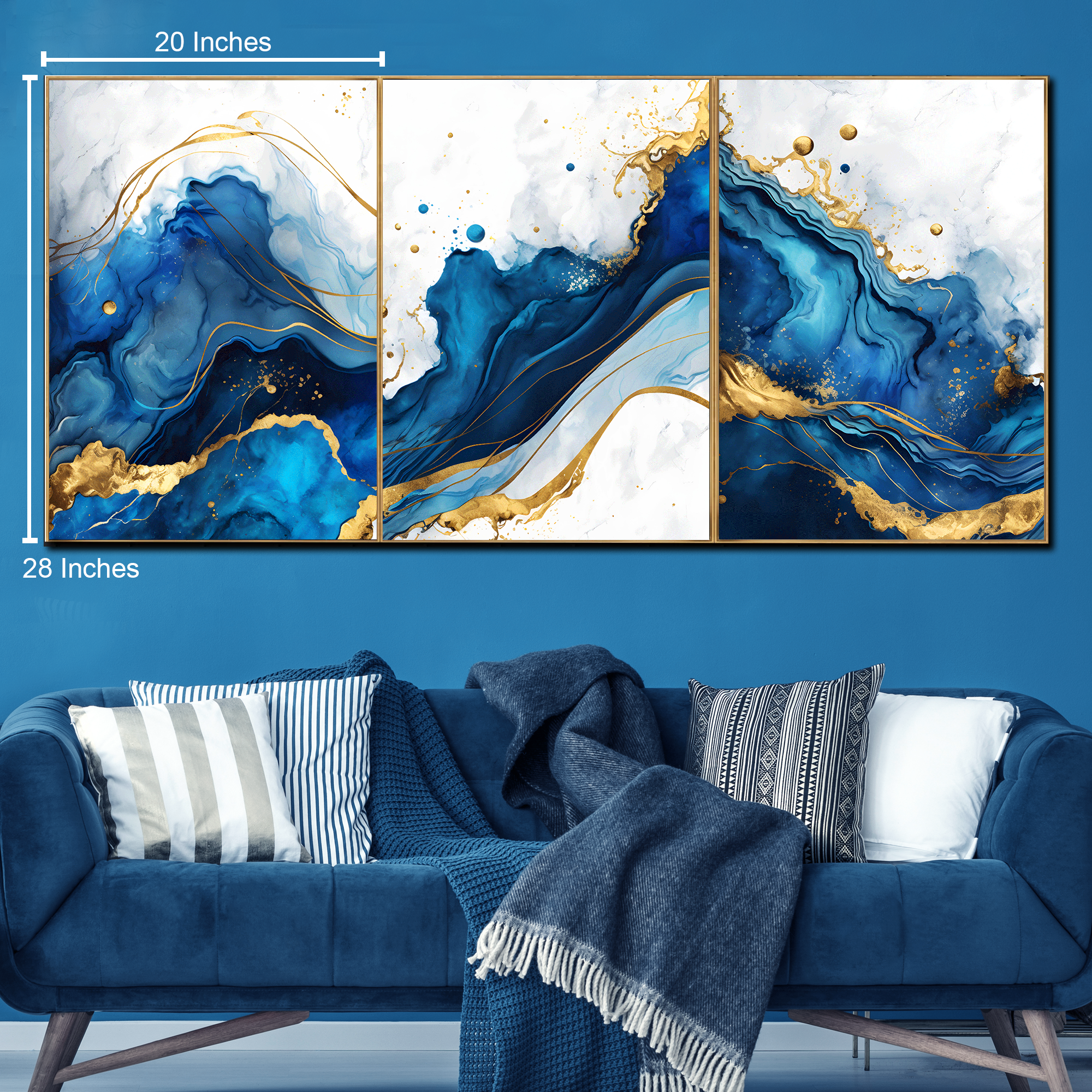 Ethereal Waves  Abstract Canvas Wall Paintings - Set of 3