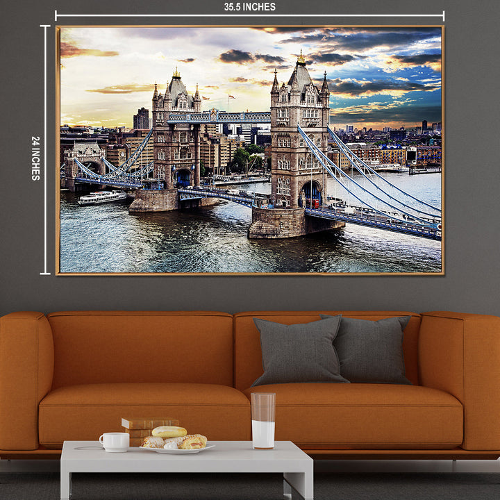 Tower Bridge Majesty Framed Canvas Painting & Wall Decoration Item