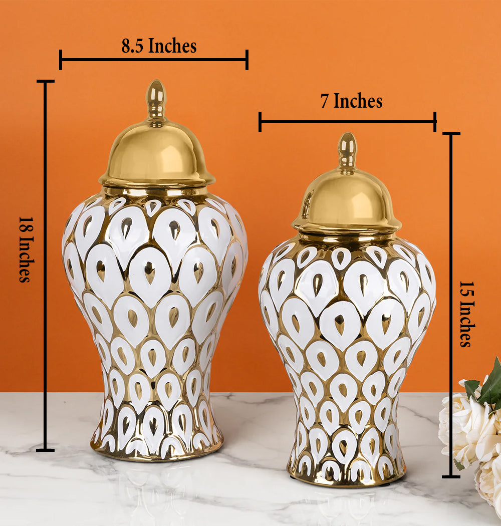 Peacock Elegance Decorative Ceramic Vase & Showpiece – Pair
