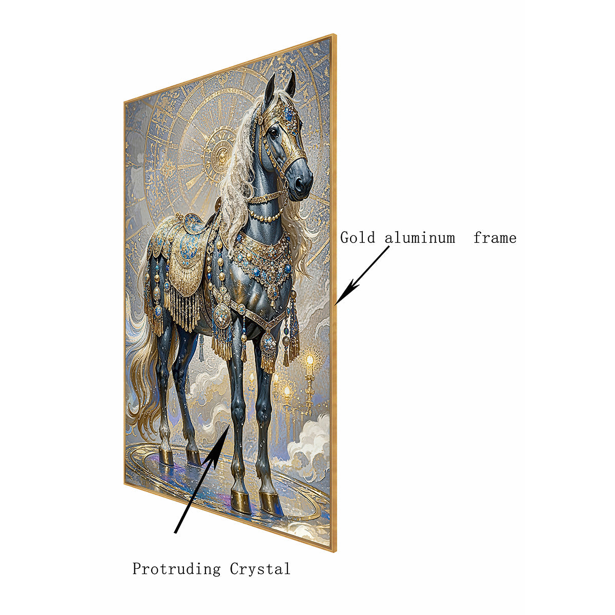 Meridian Glory Horse  Crystal Glass Wall Paintings For Home