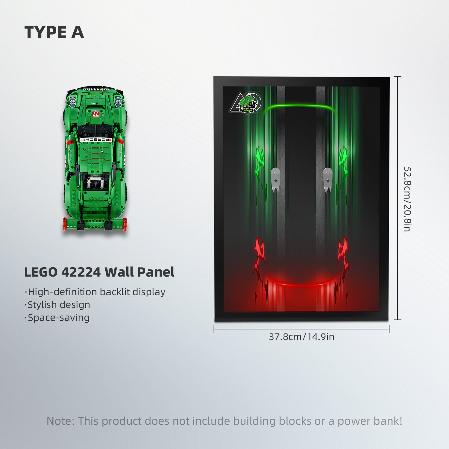 LEGO® Technic™ 42224 Porsche 911 GT3 R REXY AO Racing Car With Display Wall Mount (LEGO® Set Included)