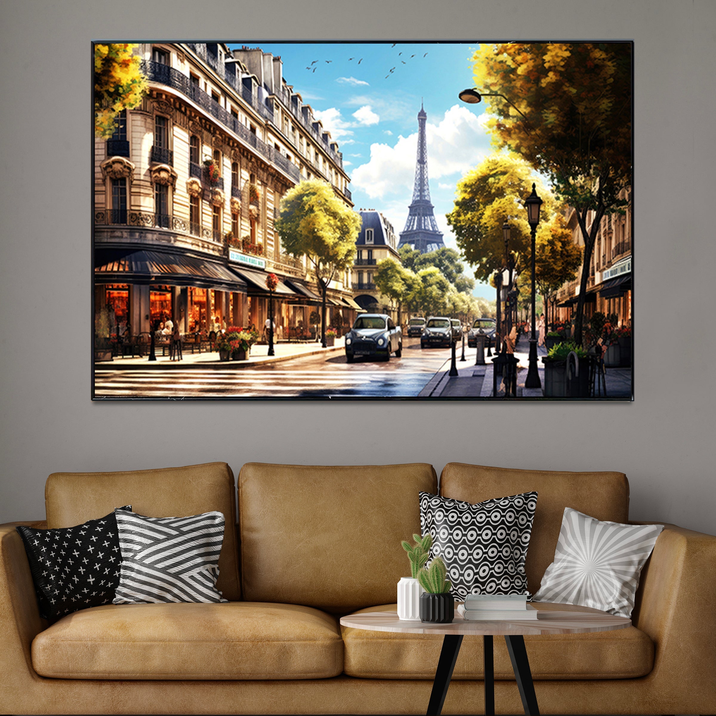 The Eiffel Street Framed Canvas Art Paintings