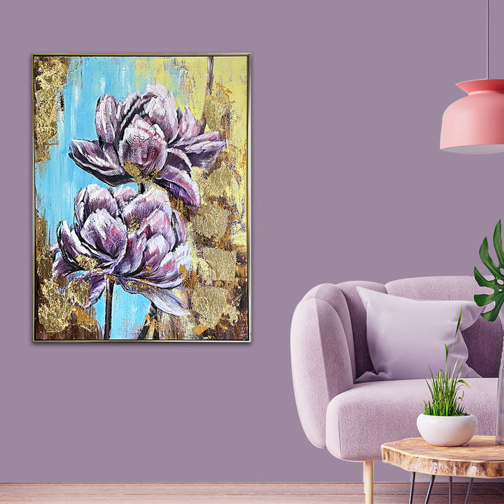 Vibrant Meadow Nature 100% Hand Painted Wall Art Paintings(With outer Floater Frame) (48 x 36 Inches)