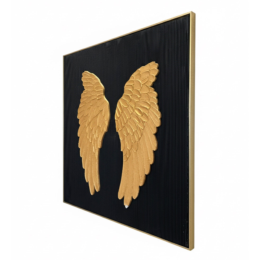 Golden Angelic Wings Modern Wall Art (40 x 40 Inches)