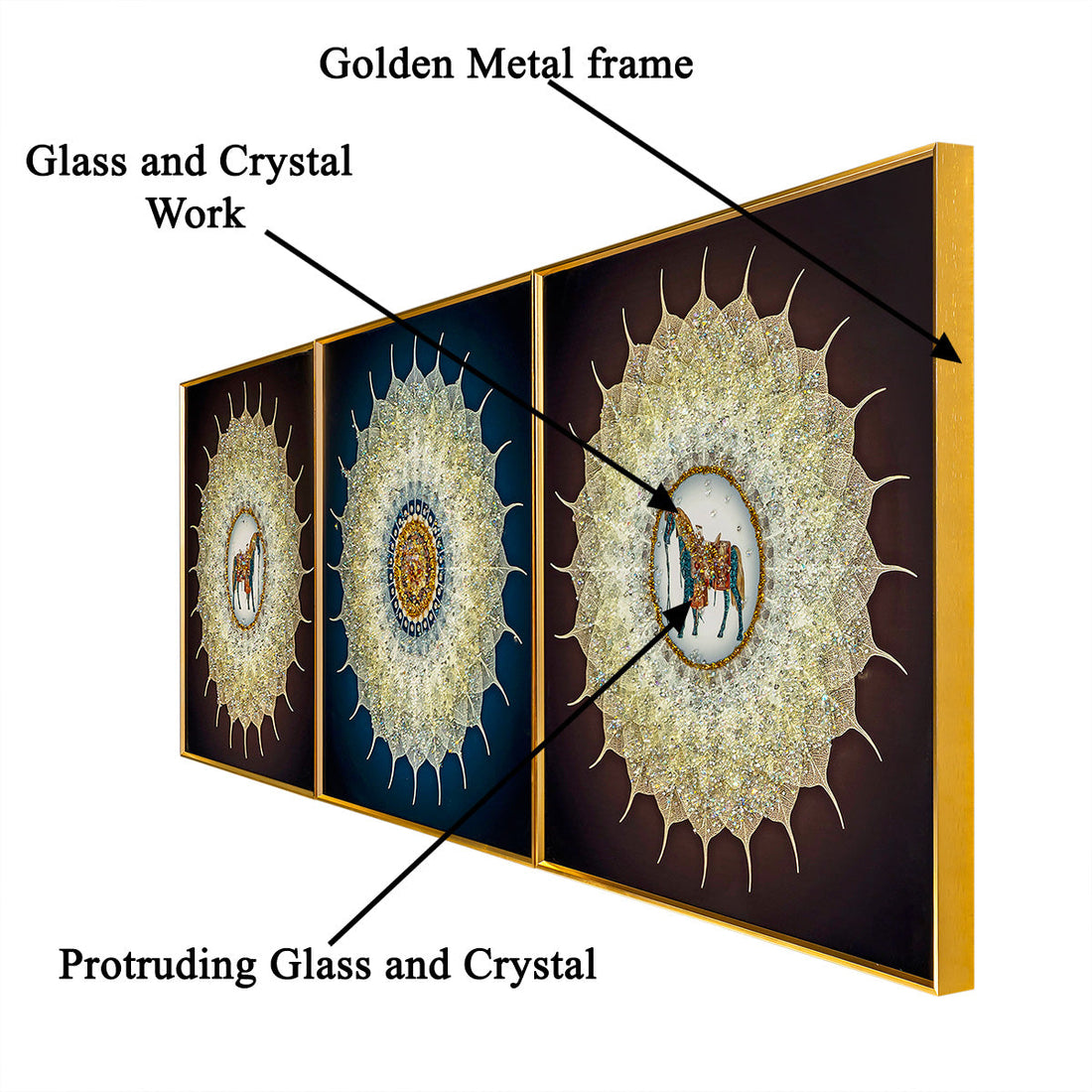 Marvellous Horse's Grace Crystal Glass Decorative Wall Paintings online  - Set of 3