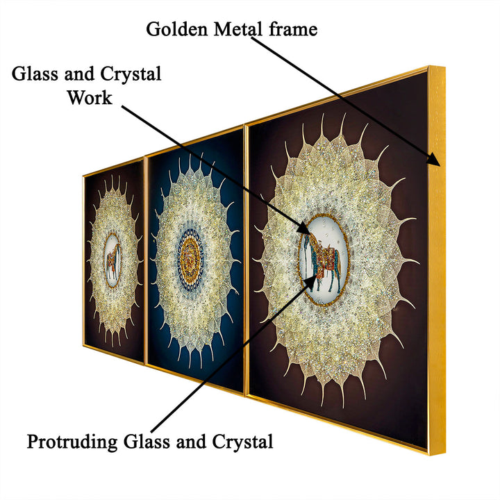 Marvellous Horse's Grace Crystal Glass Decorative Wall Paintings online  - Set of 3