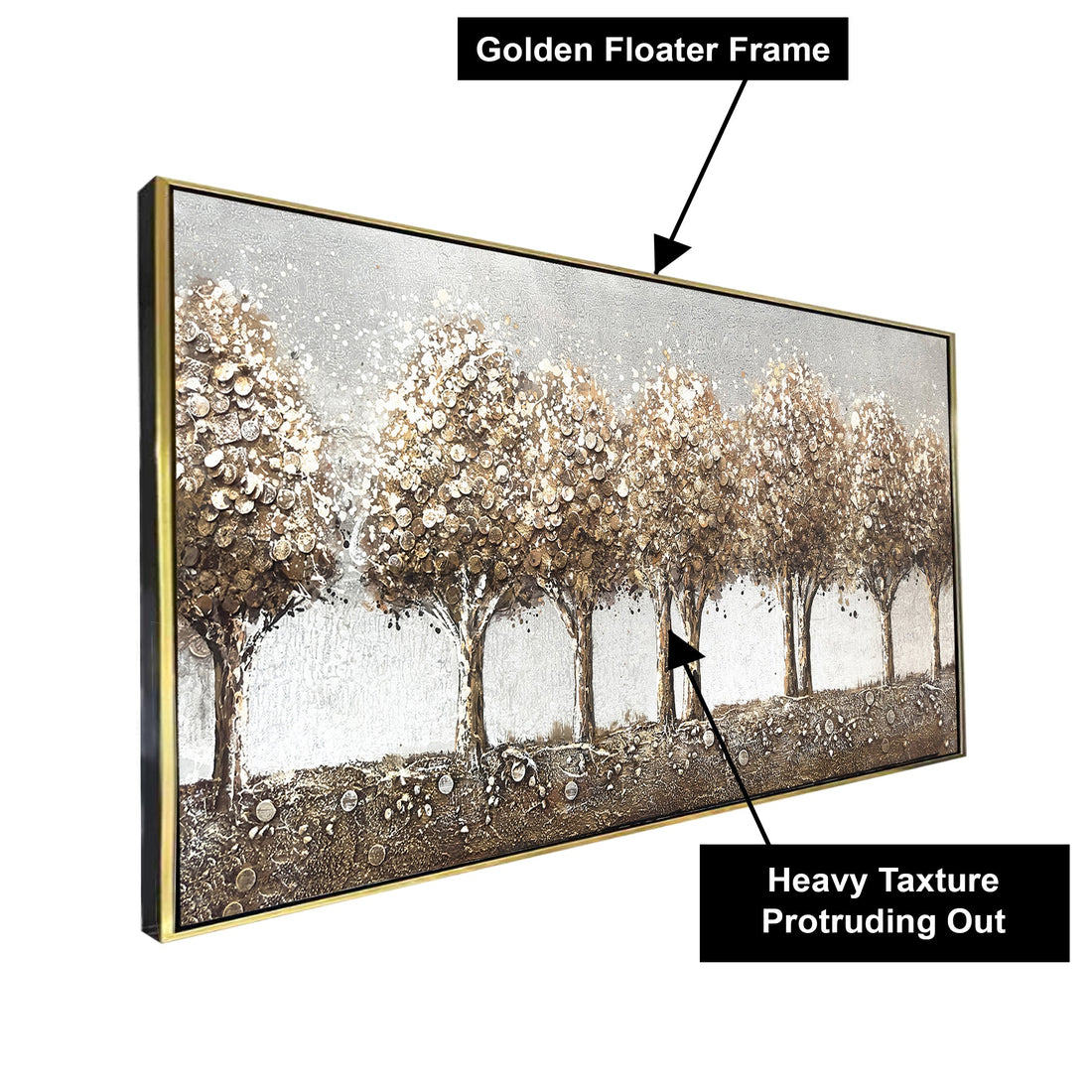 Twilight Forest Hand Wall Painting and Item for Wall Decoration (Comes With an Outer Floater Frame) (28x55 Inches)