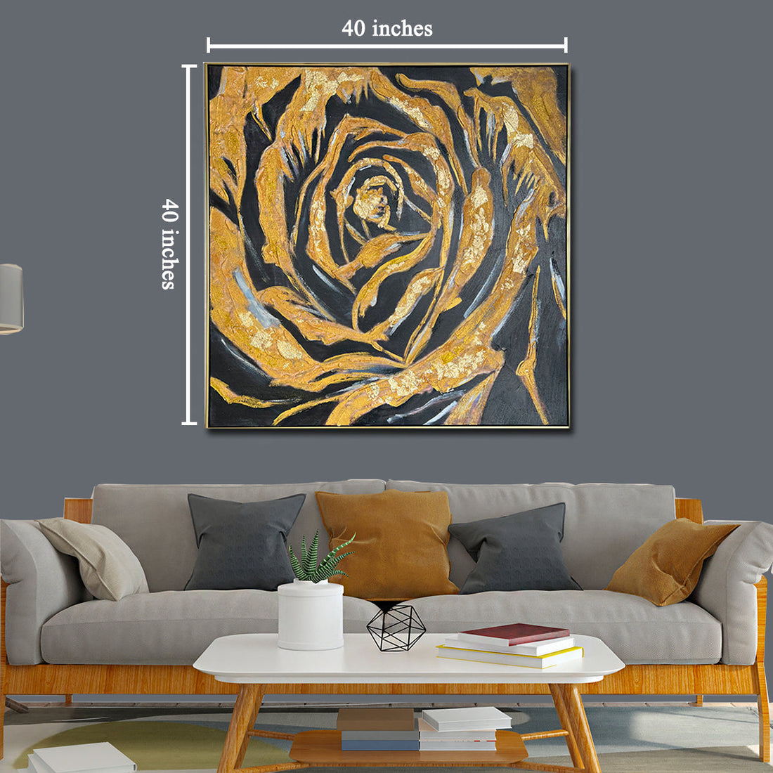 Natural Reflections 100% Hand Painted painting for home Wall (With Outer Floater Frame) (40 x 40 Inches)