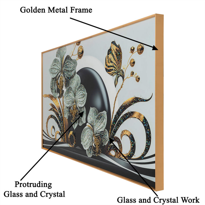 Floral Eleganza Crystal Glass Modern Art Paintings & Wall Decoration items