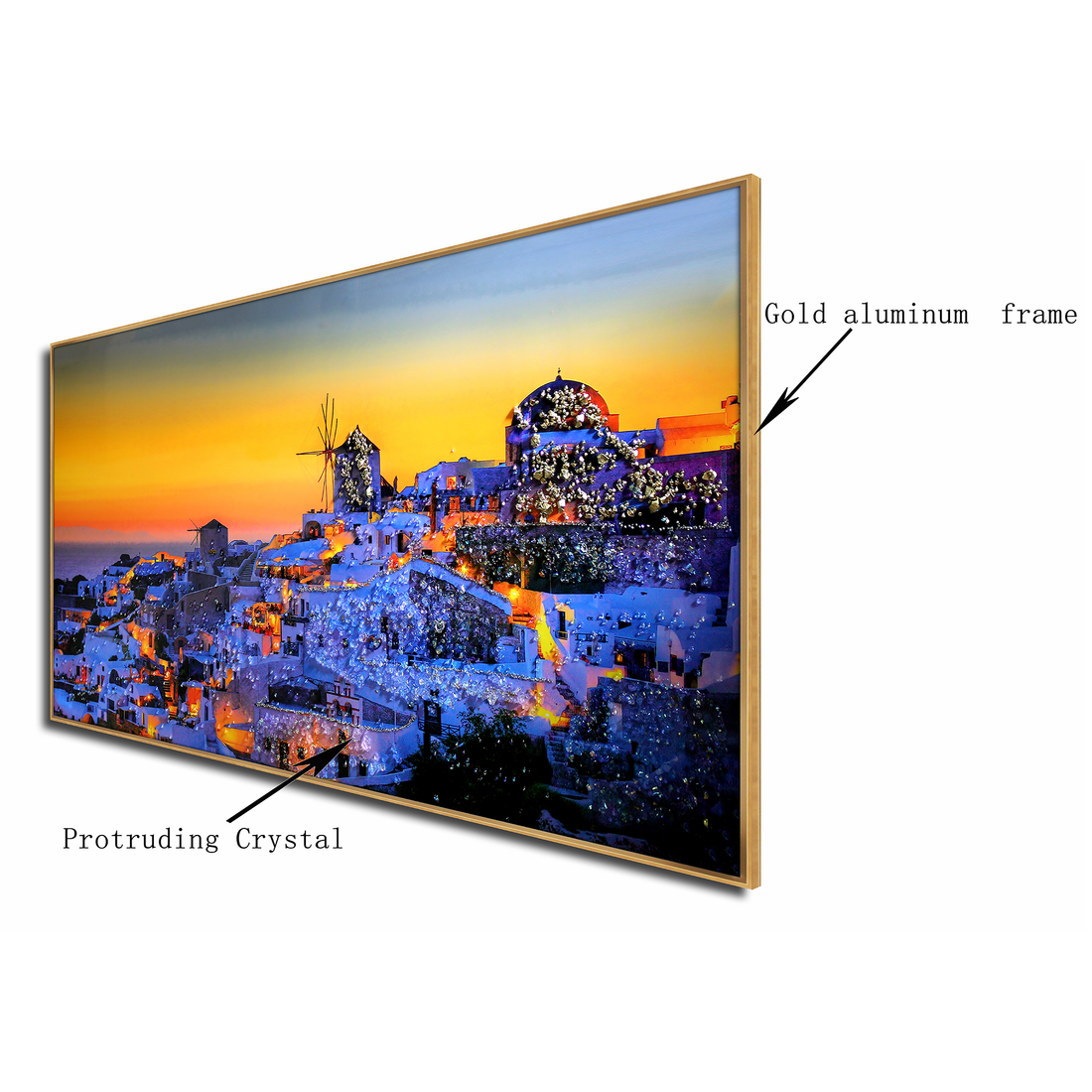 Starry Santorini Nights Crystal Glass Art Wall Painting