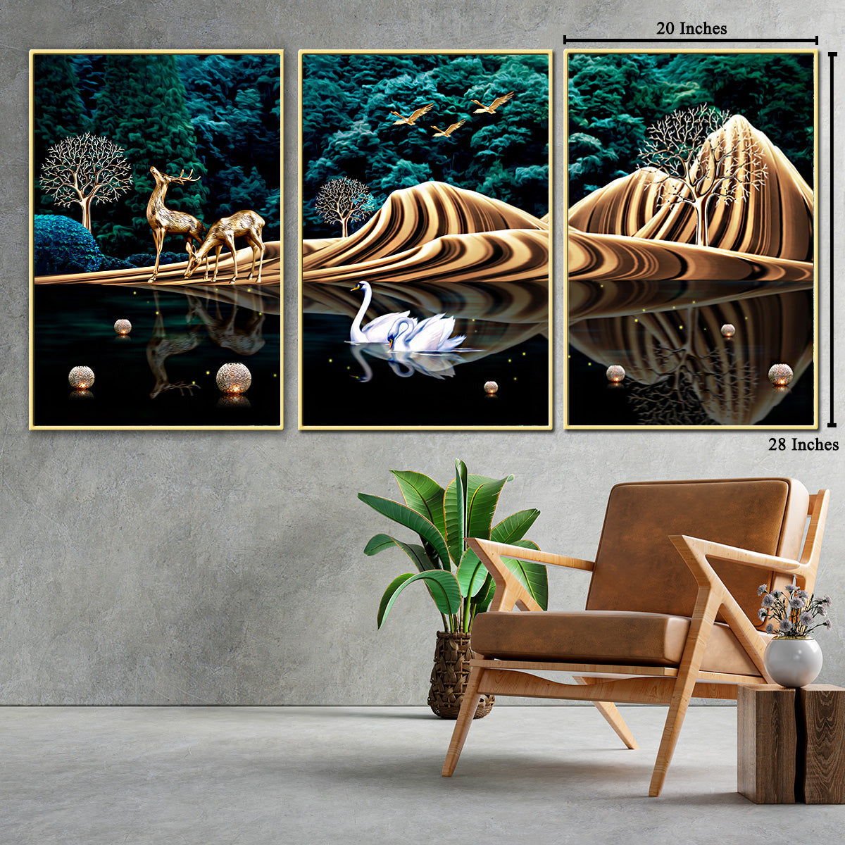 Rejoice with Nature Framed Canvas paintings- Set of 3