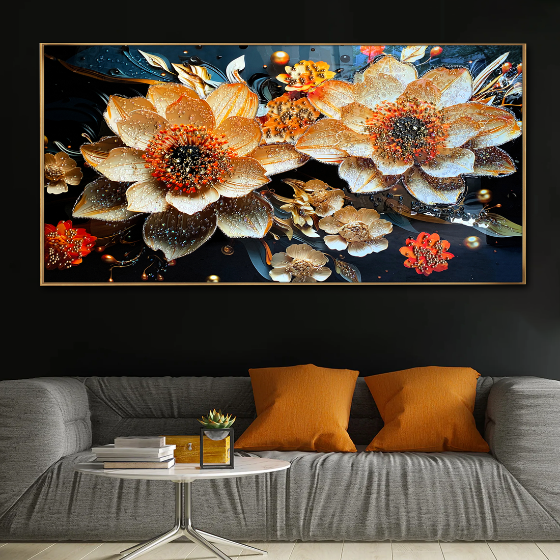 Celestial Garden Reverie Crystal Glass Framed Wall Paintings