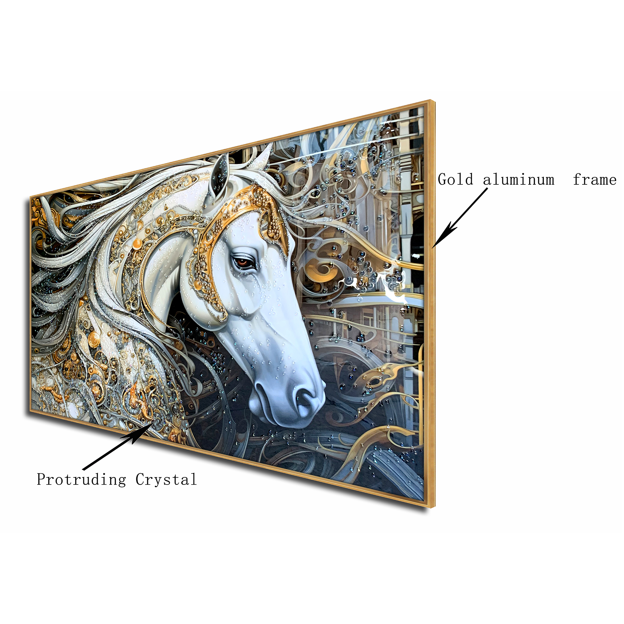 Mystic Mare Crystal Glass Wall Decor Paintings for Home & Wall Decoration items