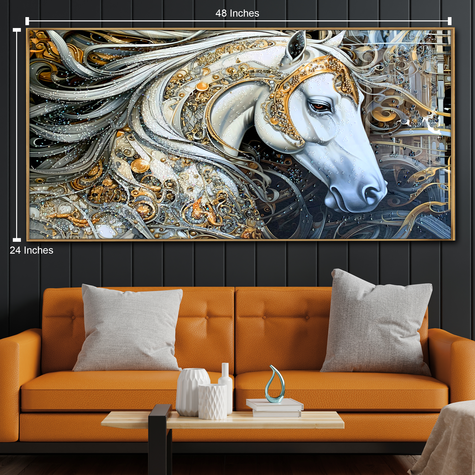 Mystic Mare Crystal Glass Wall Decor Paintings for Home & Wall Decoration items