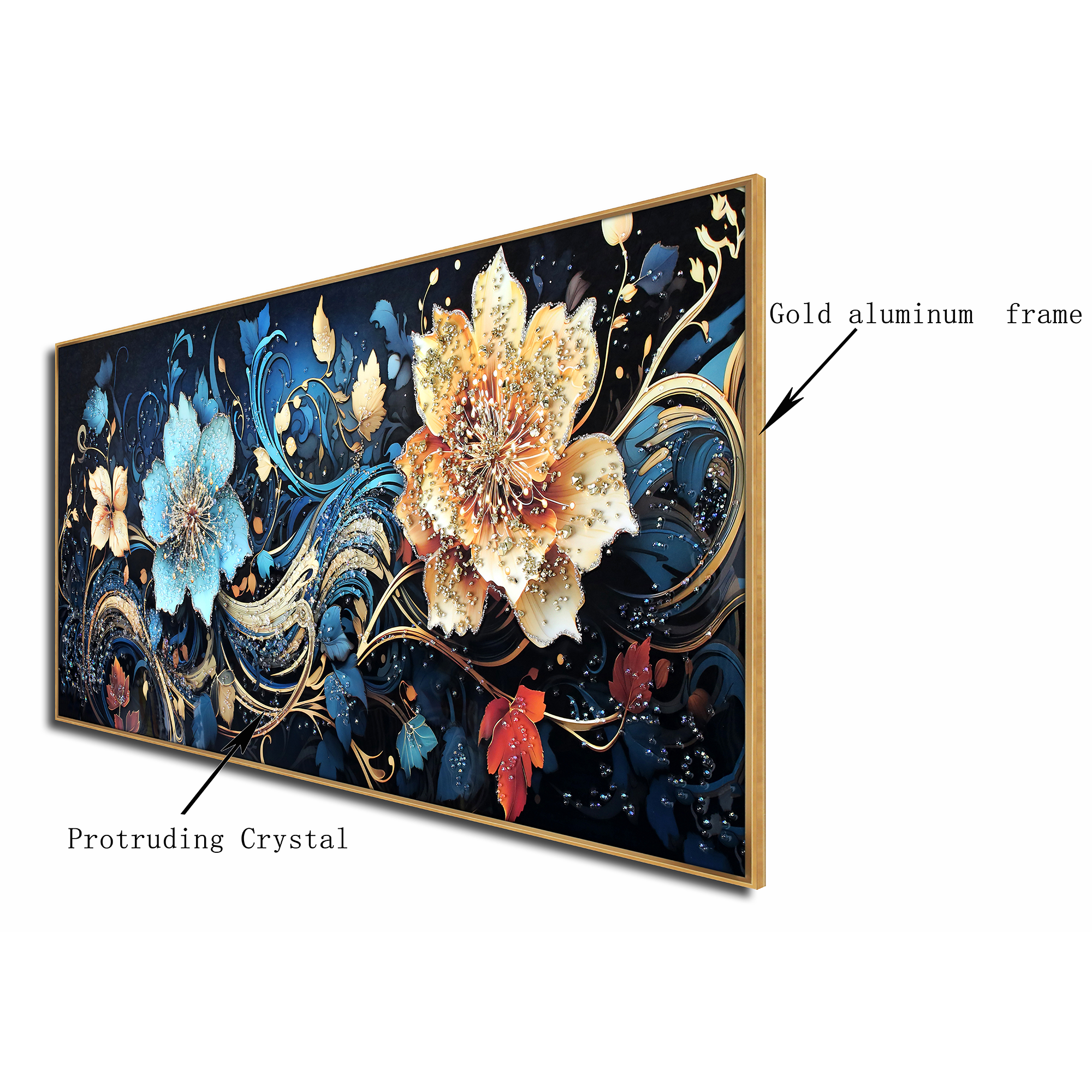 Mystical Floral Radiance Crystal Glass Wall Decor Paintings for Home & Wall Decoration items