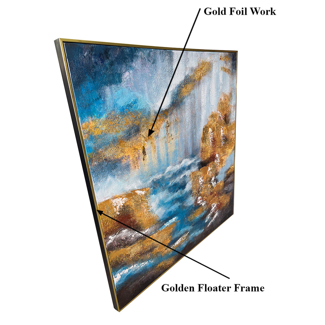 Dancing with Shadows Handpainted Art Wall Painting (With outer Floater Frame) (40 x 40 Inches)