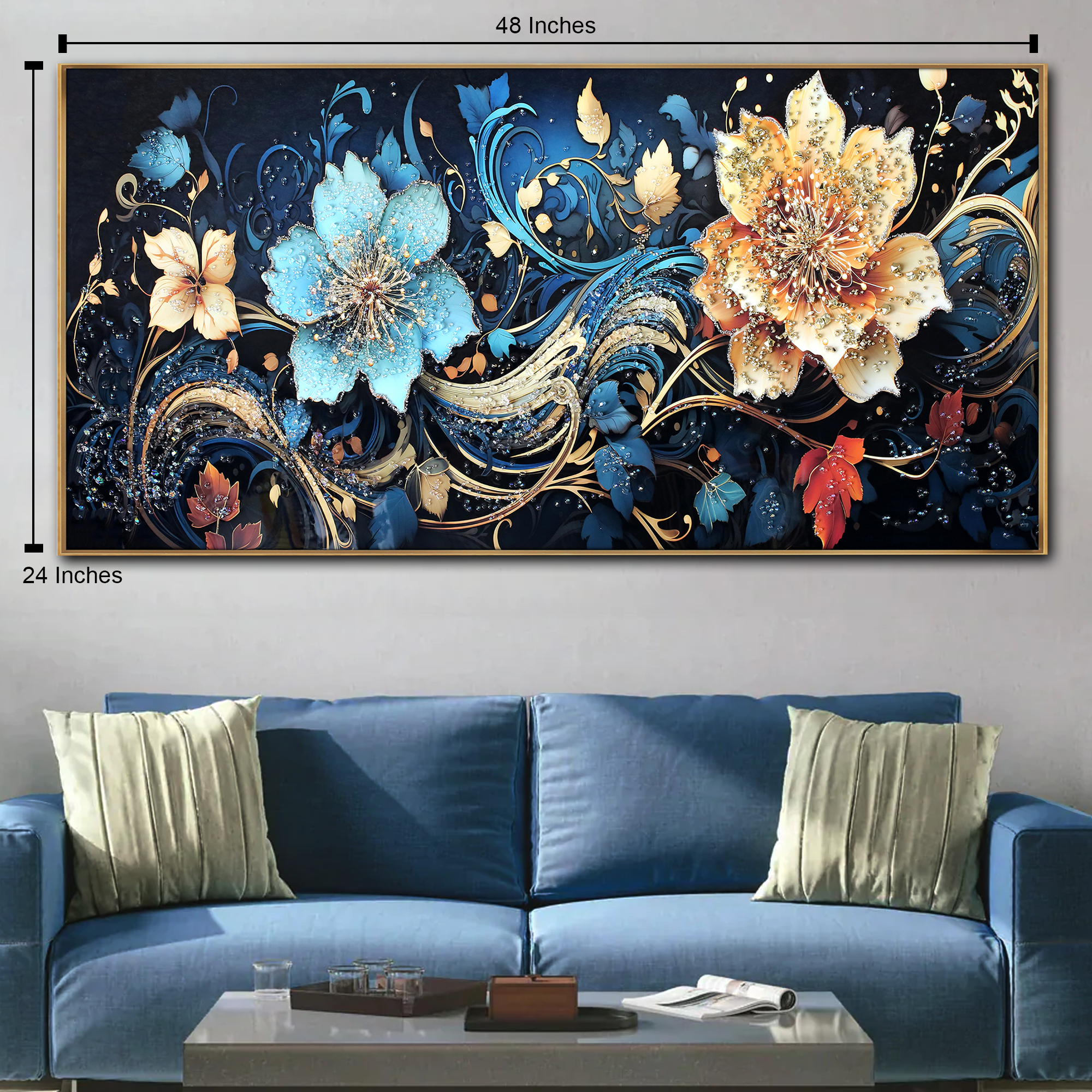 Mystical Floral Radiance Crystal Glass Wall Decor Paintings for Home & Wall Decoration items