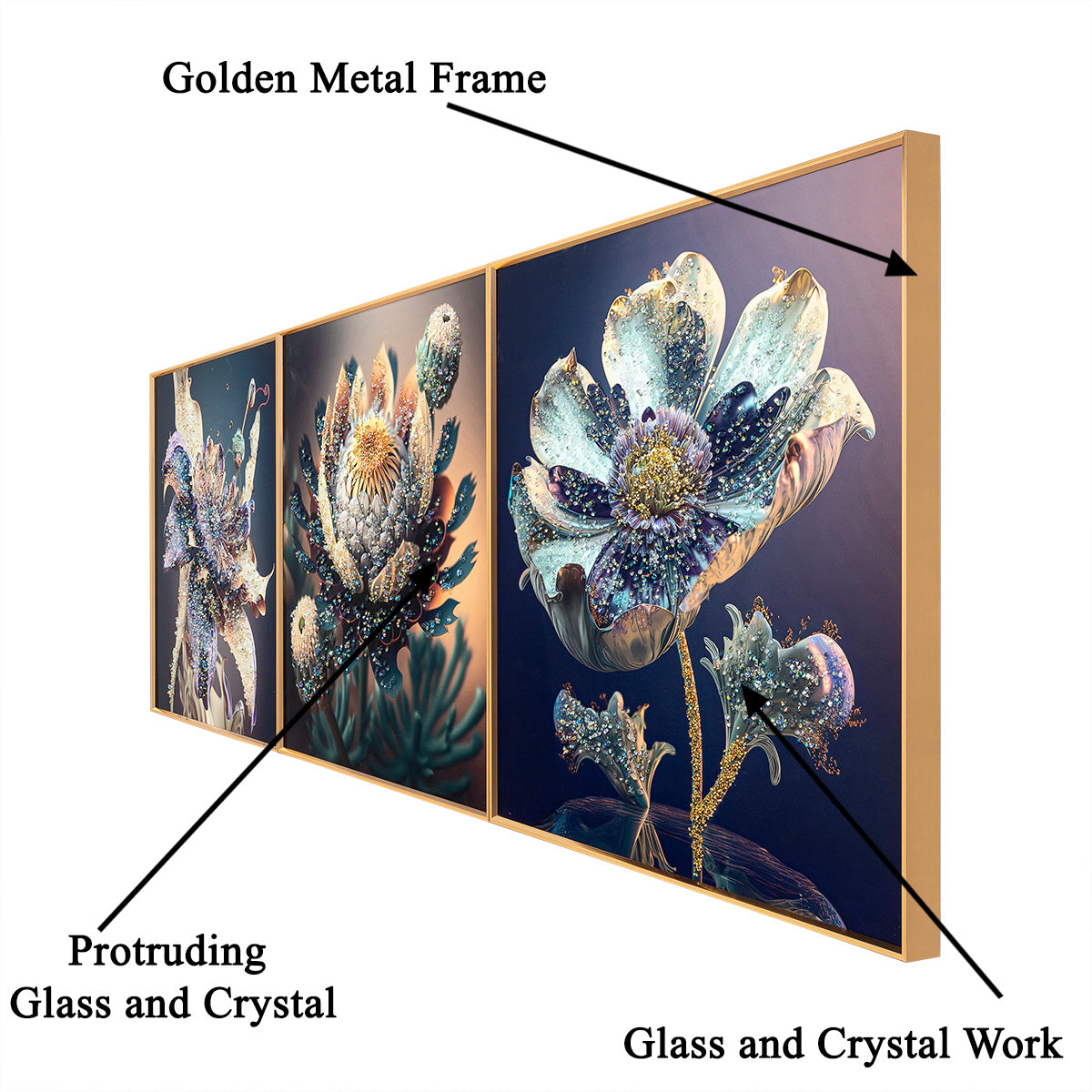 Blossom Dreams Crystal Glass online paintings - Set of 3
