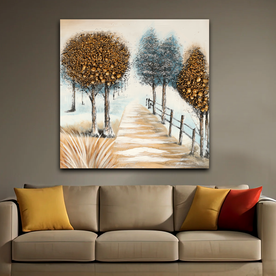 Village Guardians 100% Handmade Wall Painting for Home & Wall Decor Item (40 x 40 Inches)