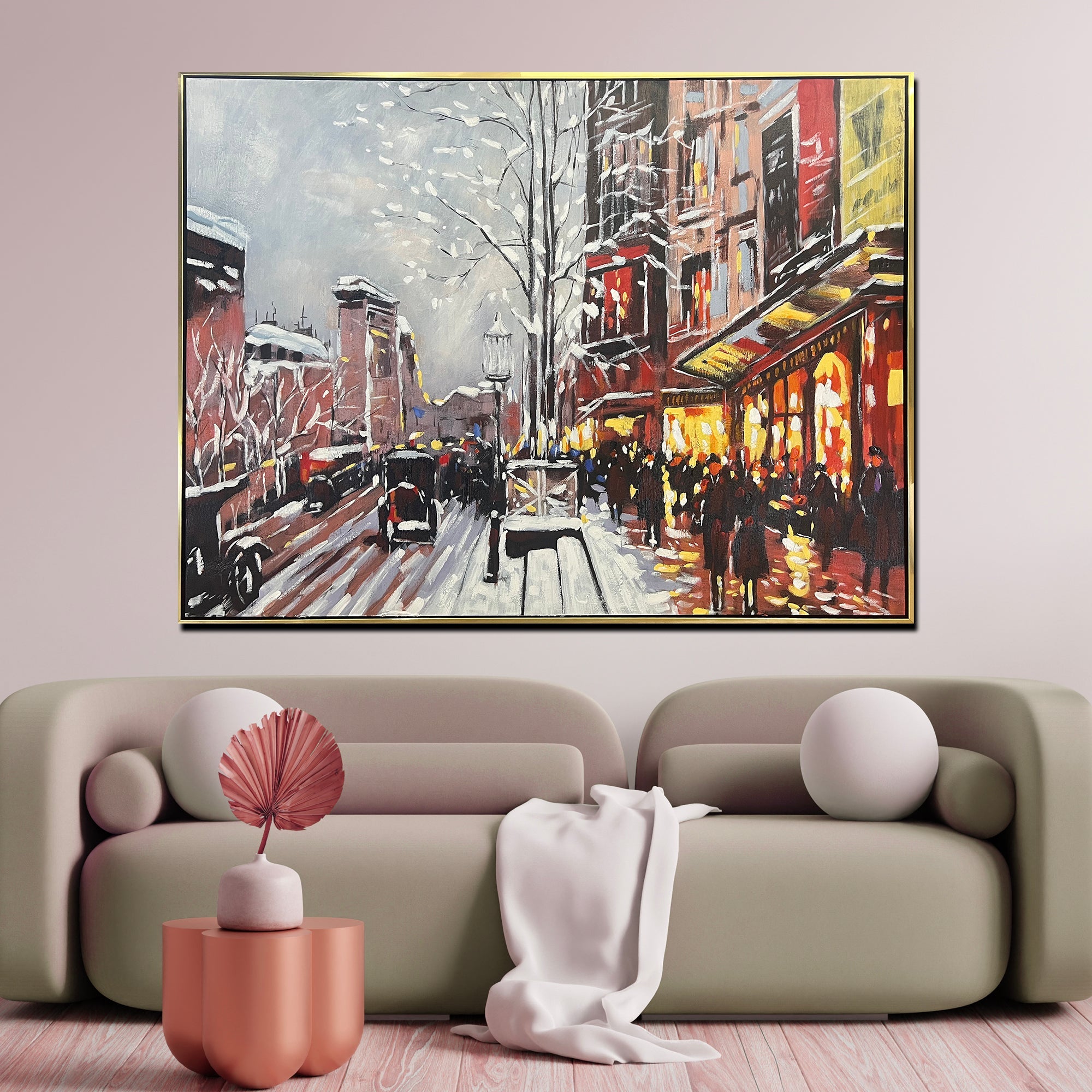 An English Evening Hand painted Wall Art (With Outer Floater Frame) (47x36 Inches)